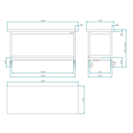 Arbeitstisch fahrbar höhenverstellbar | 1800 mm x 700 mm H 950 - 1250 mm Produktbild