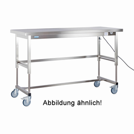 Arbeitstisch Edelstahl fahrbar mit Zwischenboden 700 mm x 2000 mm H 850 mm Produktbild