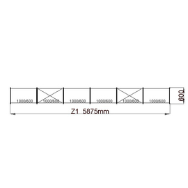 Standregal NORM 5 | 5875 mm 600 mm H 1800 mm | 4 geschlossene Auflage(n) Fachlast 150 kg Feldlast 600 kg Produktbild 1 S