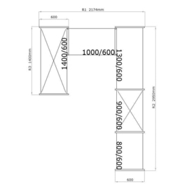 Standregal NORM 25 Edelstahl U-Form | Tiefe 600 mm H 1800 mm Produktbild 1 S