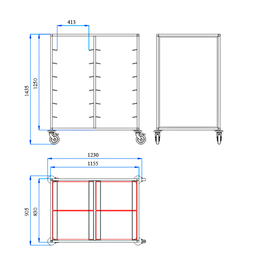 Tablett-Abräumwagen 2/24 EN TAWALU  | 530 x 370 mm  H 1435 mm Produktbild 1 S