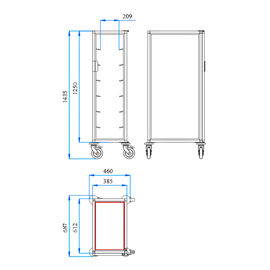 Tablett-Abräumwagen 1/6 GN TAWALU  | 325 x 530 mm  H 1445 mm | Bordabstand 175 mm Produktbild 1 S