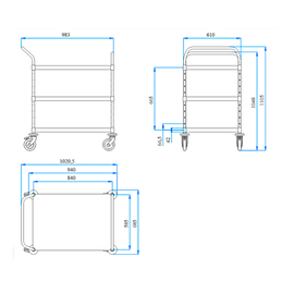 Servierwagen VC 8x6/3 | 3 Borde 800 x 600 mm Produktbild 2 S