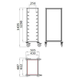 Tablett-Abräumwagen 1/9 L-EN TAWALU | 530 x 370 mm H 1435 mm Produktbild 1 S