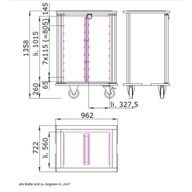 Tablett-Transportwagen TTW/M 2/16 1/1GN 115-L H 1359 mm | 2 Flügeltüren Produktbild 1 S