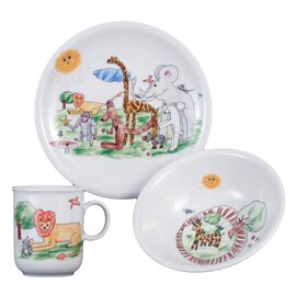 Kinder-Set Dekor "Zoo" Compact Porzellan mehrfarbig Becher | Teller | Schüssel Produktbild