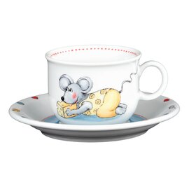 Kindertasse Compact mit Henkel 210 ml Porzellan mehrfarbig Dekor "Mäuse" mit Untertasse Produktbild