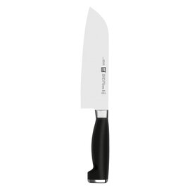 Santoku FOUR STAR II gerade Klinge glatter Schliff | schwarz | Klingenlänge 18 cm Produktbild