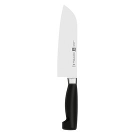 Santoku FOUR STAR gerade Klinge glatter Schliff | schwarz | Klingenlänge 18 cm Produktbild