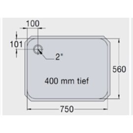 Spülbecken E 7,5 x 5,6 x 3,8 Edelstahl 750 x 560 x 380 mm | Auslauftyp links Produktbild