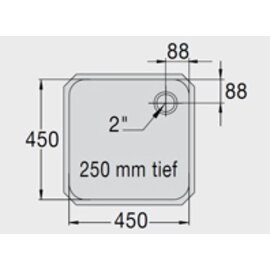 Spülbecken E 4,5 x 4,5 x 2,5 Edelstahl 450 x 450 x 250 mm Produktbild