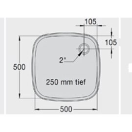 Spülbecken E 5 x 5 x 2,5 Edelstahl 500 x 500 x 250 mm Produktbild