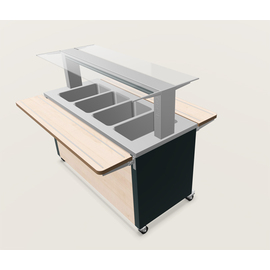 Warmbuffet W-4 Design passend für 4 x GN 1/1 | holzfarben mit Tablettrutsche Produktbild