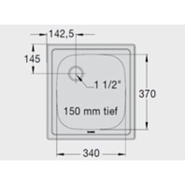 Einbaubecken ED 7,1 x 5,8 Edelstahl 340 x 370 x 150 mm | Überlaufprägung Produktbild 1 S