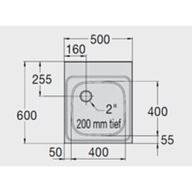 Spültischabdeckung | Ausgussbecken AB 5x6-4 1 Becken | 400 x 400 x 200 mm L 500 mm B 600 mm Produktbild