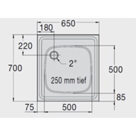 Spültischabdeckung | Ausgussbecken AB 6,5x7 1 Becken | 500 x 500 x 250 mm L 650 mm B 700 mm Produktbild