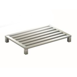 Flachpalette Edelstahl | 4 Füße | 5 Längssprossen | 1200 mm x 800 mm H 150 mm Produktbild