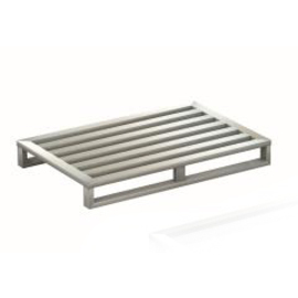 Flachpalette Edelstahl mit 2 Kufen | 5 Längssprossen | 1200 mm x 800 mm H 150 mm Produktbild