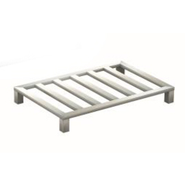 Flachpalette Edelstahl | 4 Füße | 5 Quersprossen | 1200 mm x 800 mm H 150 mm Produktbild