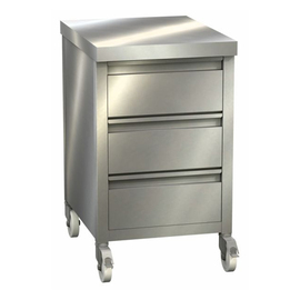 Rollschrank Edelstahl mit 3 Schubladen Produktbild