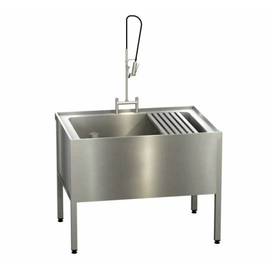 Bäckerspültisch mit Geschirrspülbrause | 1 Becken 900 x 690 x 400 mm Produktbild