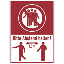 Hinweisschild selbstklebend • Bitte Abstand halten! 130 mm x 185 mm Produktbild