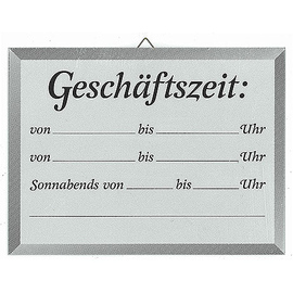 Schild Aufhängung • Geschäftszeit rechteckig 240 mm x 180 mm Produktbild