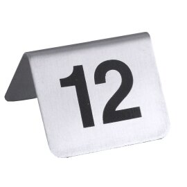 Tischnummernschild • Zahlen 1 bis 12 • Edelstahl L 53 mm H 45 mm Produktbild