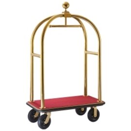 Hotelgepäckwagen Edelstahl rot goldfarben | Rollen-Ø 200 mm  H 1910 mm Produktbild