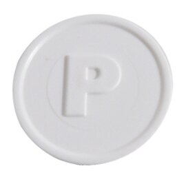 Pfandmarke Kunststoff weiß rund mit Prägung  Ø 25 mm | 100 Stück Produktbild