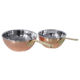 Wok COPPER LINE mit Deckel Edelstahl Kupfer 2,2 mm  | 330 ml  Ø 110 mm  H 52 mm | Messingstiel Produktbild