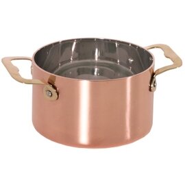 Cocotte 750 ml Edelstahl Messing Kupfer 2,2 mm  Ø 120 mm  H 75 mm Produktbild