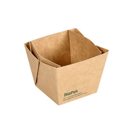 Takeaway-Box 250 ml Cube Mini Karton braun PLA-beschichtet | 75 mm x 75 mm H 60 mm Produktbild
