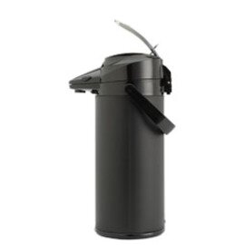 1005839 Pumpthermoskanne 2,1 ltr., schwarz, mit Hebel, Edelstahleinsatz, Maße: Ø 155 x H 455 mm (336 mm offener Deckel), Auslaufhöhe: 305 mm Produktbild