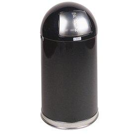 Abfallbehälter EASY PUSH 45 ltr Stahl schwarz Pushdeckel feuerfest Ø 381 mm  H 762 mm Produktbild