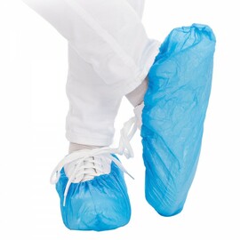 Schutzset HYGOSTAR blau-weiß Kittel | Haube | Mundschutz | Überschuhe | Handschuhe Produktbild 4 S