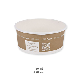 Bio-Schale Einweg | 750 ml | NATURE Star Only Paper | Pappe Ø 150 mm Produktbild