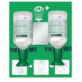 Augenspül-Station Halterung | 2 Augenspülflaschen | Spiegel DOUBLE 2 x 500 ml  L 250 mm  H 300 mm Produktbild