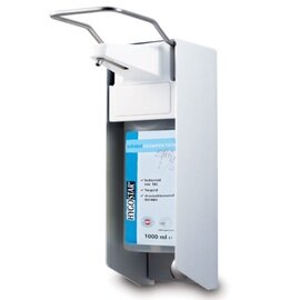 Eurospender | Desinfektionsmittelspender Aluminium mit Armhebel passend für 1-ltr-Euroflasche zur Befestigung an Wand oder Ständer | Kunststoffpumpe Produktbild