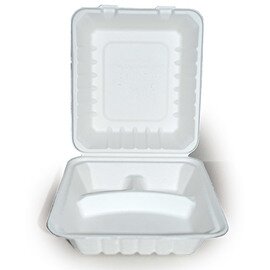 Bio-Lunchbox NATURE Star TRIPLE Zuckerrohr weiß mit Deckel 100% kompostierbar L 225 mm B 200 mm H 90 mm 3 Fächer Produktbild