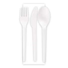 Bio-Besteckset TRIPLE NATURE Star Bio-Plastik weiß Einweg L 165 mm Produktbild