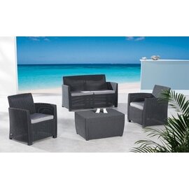 Lounge Gruppe BALI  • Couch | 2 Sessel | Tisch  • hellgrau  • graphit Produktbild