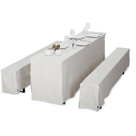 Festbankhussen-Set, 3-teilig, bestehend aus: 1 Tischhusse 220 x 70 cm, 2 Bankhussen 220 x 25 cm, waschbar bei 40 °C, Farbe: cremeweiß Produktbild