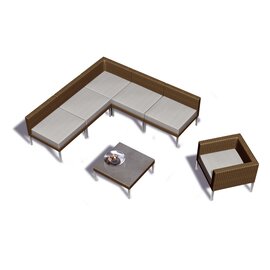 Tisch/Fußteil San Remo, handgeflochten, wetterbeständig,  71 x 71 x  30 cm, Farbe: weiß Produktbild 1 S