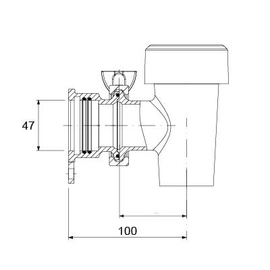 Entleerhahn Kochkessel Ø 47 mm konisch dichtend Ausladung 100 mm Messing Produktbild 1 S