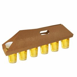 Becherträger Pappe braun für 6 Becher Ø 95 mm oben Produktbild