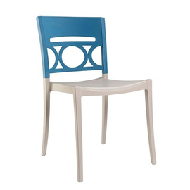Terrassenstuhl MOON • weiß | blau | Sitzhöhe 465 mm Produktbild