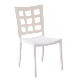 Terrassenstuhl PLAZZA • leinenfarben | weiß stapelbar | Sitzhöhe 465 mm Produktbild