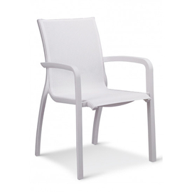 Armlehnstuhl | Gartensessel SUNSET • weiß stapelbar | Sitzhöhe 450 mm Produktbild
