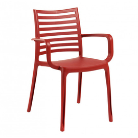 Terrassenstuhl SUNDAY mit Armlehnen • rot | Sitzhöhe 465 mm Produktbild